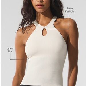 Alo Ribbed Mesmerize Bra Tank - Ivory NWT